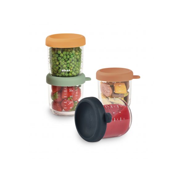 BEABA KELÍMKY NA JÍDLO SKLENĚNÉ 4X 250 ML SUNRISE - USKLADNĚNÍ JÍDLA - KRMENÍ