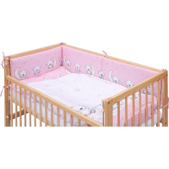 SCARLETT DĚTSKÁ POSTÝLKA S KOMPLETNÍ VÝBAVOU SCARLETT 120 X 60 CM - TORO - RŮŽOVÁ - DŘEVĚNÉ POSTÝLKY - SPINKÁNÍ