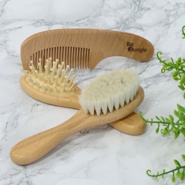 BO JUNGLE SADA DŘEVĚNÝCH KARTÁČKŮ BABY CARE 3KS - ŽÍNKY A HOUBIČKY - KOUPÁNÍ A ZDRAVÍ