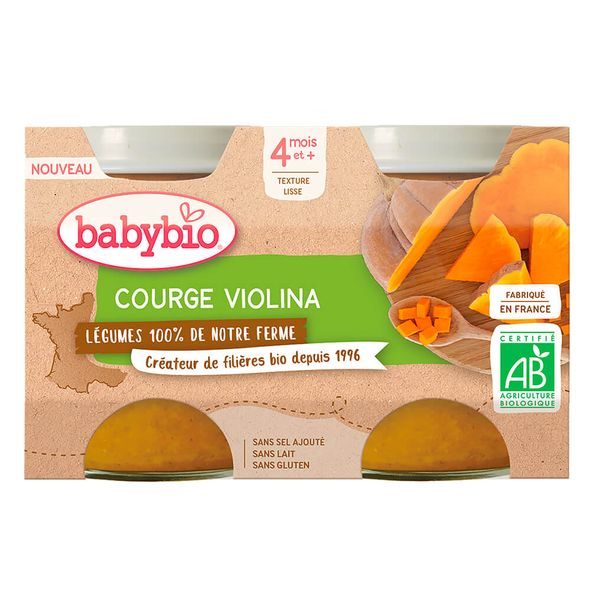 BABYBIO DÝNĚ VIOLINA Z NAŠÍ VLASTNÍ EKOFARMY 2X130 G - MASO/ZELENINA - KRMENÍ