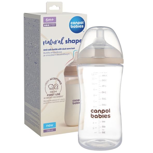 CANPOL BABIES LAHEV ANTIKOLIKOVÁ NATURAL SHAPE 330ML - KOJENECKÉ LAHVE - KRMENÍ