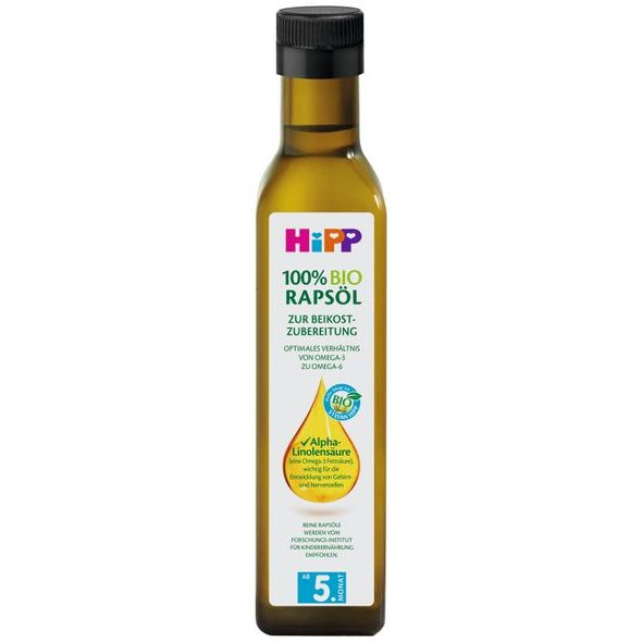 HIPP BIO ŘEPKOVÝ OLEJ 250ML - ZPRACOVANÉ SUROVINY - KRMENÍ