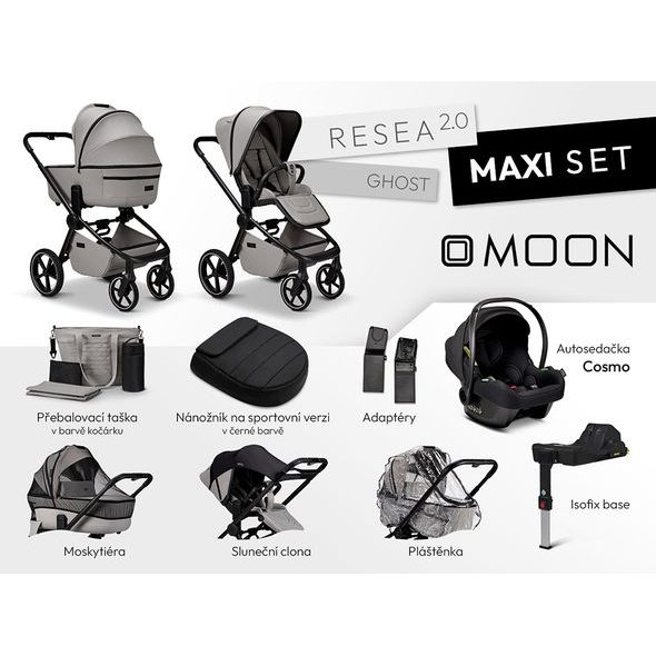 MOON RESEA 2.0 MAXI SET - GHOST - KOMBINACE S PŘÍSLUŠENSTVÍM - KOČÁRKY A PŘÍSLUŠENSTVÍ