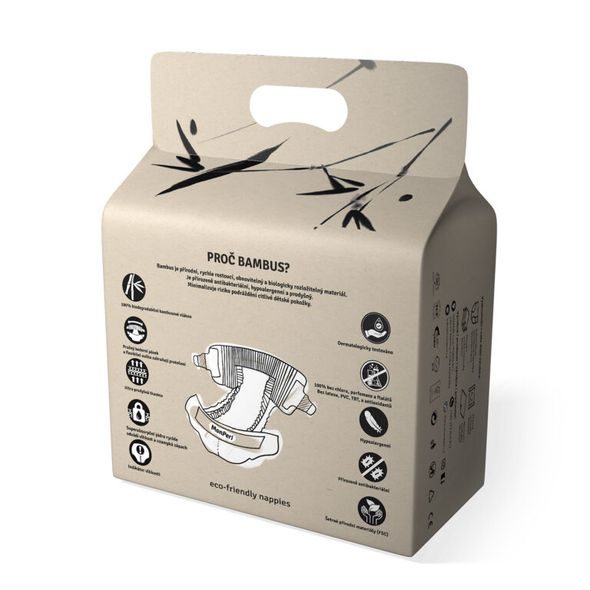 MONPERI BAMBOO S 3-6 KG- 25KS EKO DĚTSKÉ BAMBUSOVÉ JEDNORÁZOVÉ PLENKY (VELIKOST 2) - JEDNORÁZOVÉ PLENY - PŘEBALOVÁNÍ