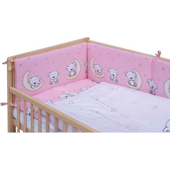 SCARLETT DĚTSKÁ POSTÝLKA S KOMPLETNÍ VÝBAVOU SCARLETT 120 X 60 CM - TORO - RŮŽOVÁ - DŘEVĚNÉ POSTÝLKY - SPINKÁNÍ