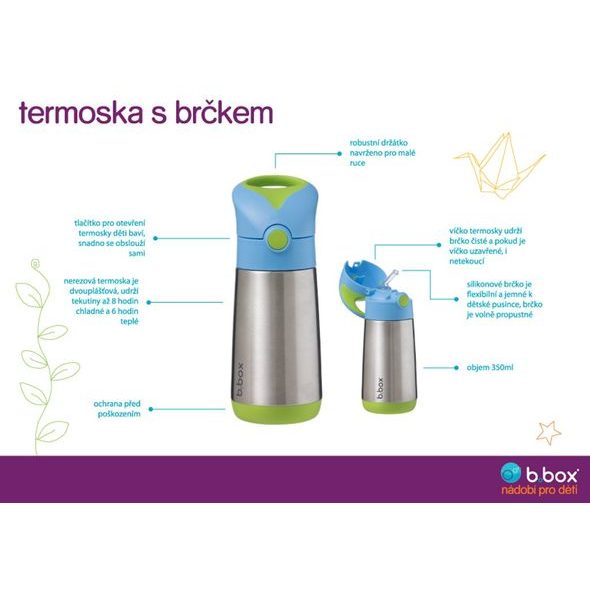 B.BOX TERMOSKA NA PITÍ S BRČKEM 350 ML - BÉŽOVÁ - TERMOOBALY A TERMOSKY - KRMENÍ