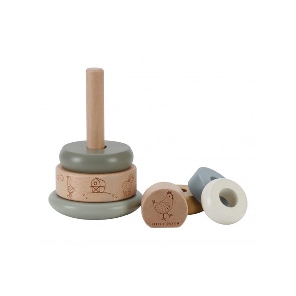 LITTLE DUTCH NASAZOVACÍ KROUŽKY DŘEVĚNÉ FARMA - MOTORICKÉ A HRY - PRO DĚTI