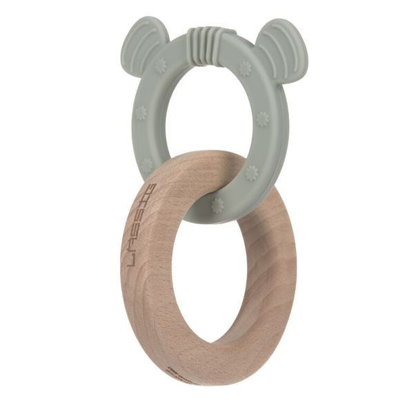 LÄSSIG TEETHER RING 2IN1 WOOD/SILIKONE LITTLE CHUMS CAT - KOUSÁTKA - PRO DĚTI