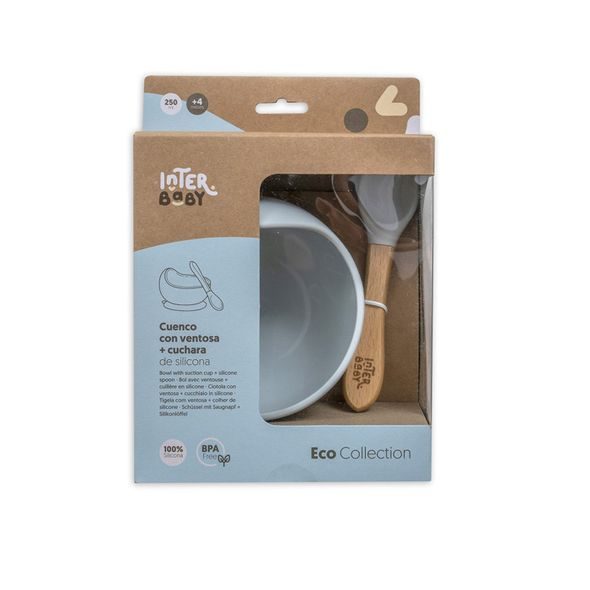INTERBABY MISKA SILIKONOVÁ + LŽIČKA SILIKONOVÁ - MODRÁ - MISKY, TALÍŘKY A PODLOŽKY - KRMENÍ