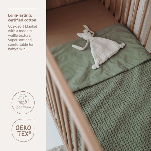 MEYCO DEKA WAFFLE BAVLNA - OLIVE GREEN - DĚTSKÉ DEKY PRO MIMINKA - SPINKÁNÍ