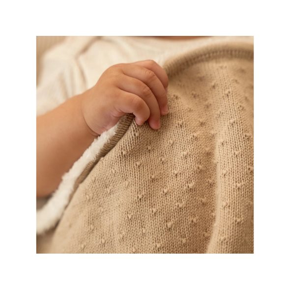 LITTLE DUTCH DEKA PLETENÁ / FLEECE 70X100 PURE SOFT BEIGE - DĚTSKÉ DEKY PRO MIMINKA - SPINKÁNÍ