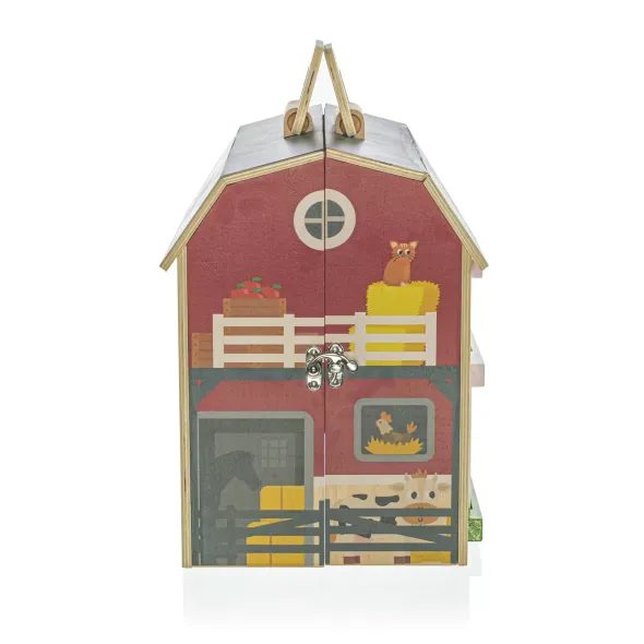 ZOPA DŘEVĚNÁ PŘENOSNÁ AKTIVITY FARMA - DOMEČKY A FIGURKY - PRO DĚTI