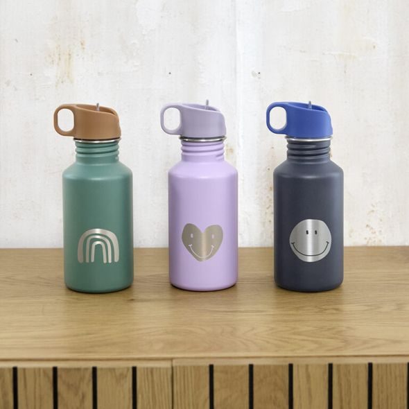 LÄSSIG KIDS BOTTLE STAINLESS STEEL LITTLE GANG SMILE NAVY - SPORTOVNÍ LAHVE - KRMENÍ