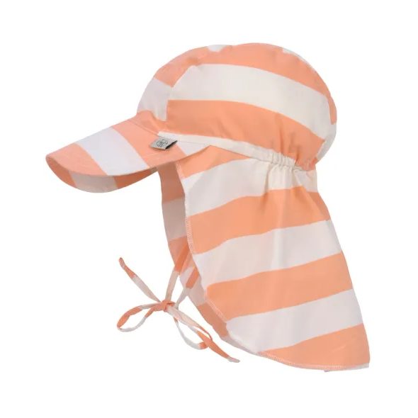 LÄSSIG SPLASH SUN PROTECTION FLAP HAT BLOCK STR.MILKY/PEACH 7-18M - ČEPIČKY A KLOBOUČKY - PRO DĚTI