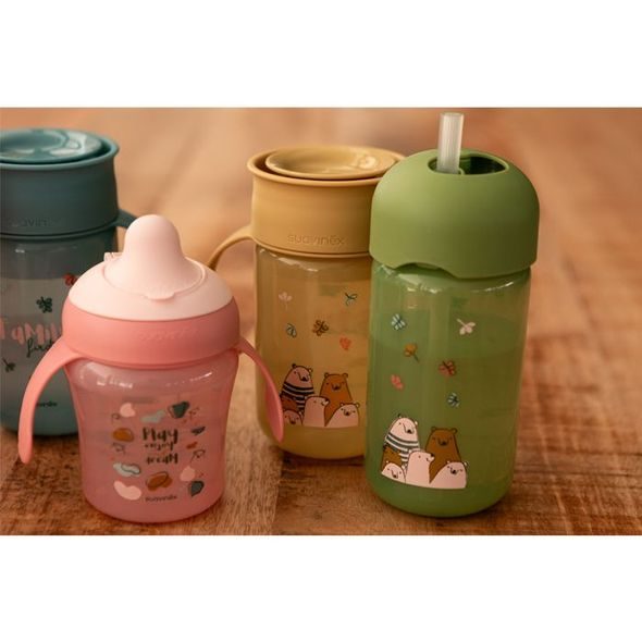 SUAVINEX NEROZLITNÝ HRNÍČEK BEAR 200 ML RUŽOVÁ - DĚTSKÉ HRNEČKY - KRMENÍ