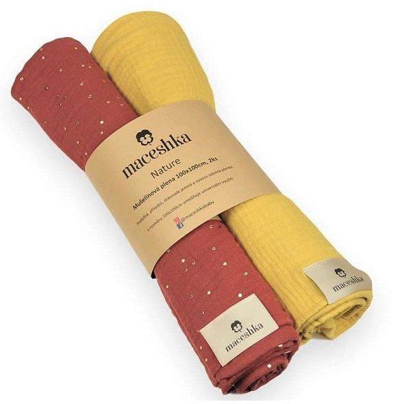 MACESHKA MUŠELÍNOVÁ PLENA NATURE 2KS - ZAVINOVACÍ PLENY / OSUŠKY VELKÉ - PŘEBALOVÁNÍ