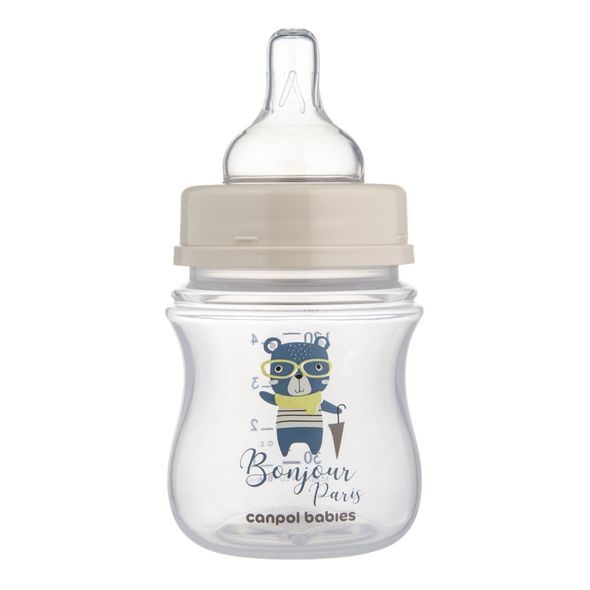 CANPOL BABIES LAHEV SE ŠIROKÝM HRDLEM BONJOUR PARIS 120ML MODRÁ - KOJENECKÉ LAHVE - KRMENÍ