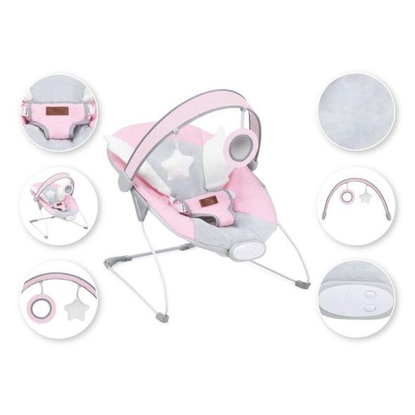 MOMI VIBRUJÍCÍ LEHÁTKO TULI RŮŽOVÉ S KŘÍDLY - LEHÁTKA A HOUPADLA - SPINKÁNÍ