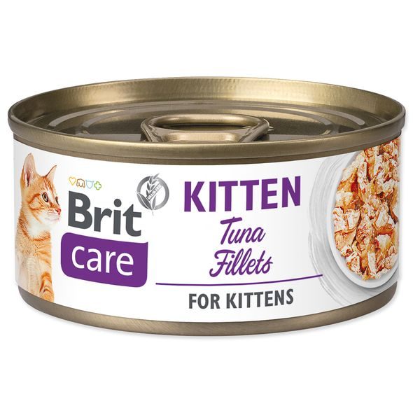 BRIT CARE CAT KITTEN. TUNA FILLETS 70G (FILLETS) - KONZERVY PRO KOČKY - CHOVATELSKÉ POTŘEBY MALVÍKZOO