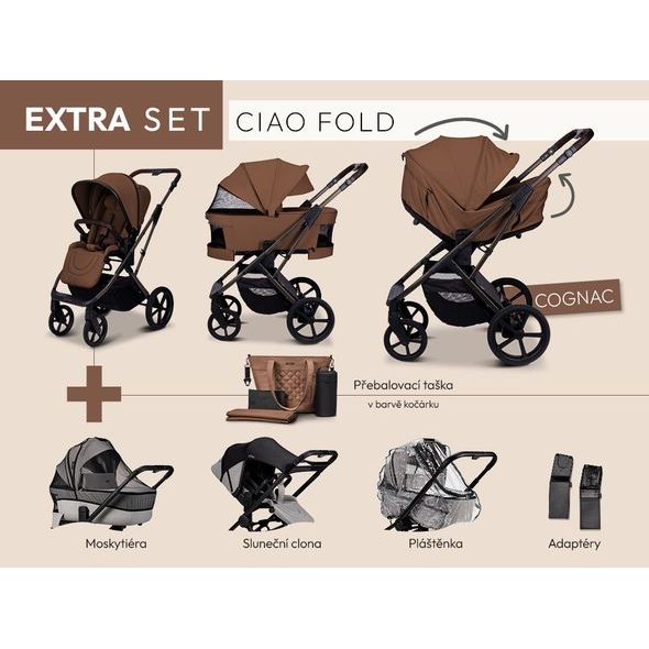 MOON CIAO FOLD EXTRA SET - COGNAC - DVOJKOMBINACE - KOČÁRKY A PŘÍSLUŠENSTVÍ