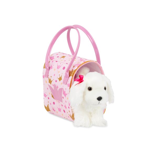 PUCCI PUPS PEJSEK BÍLÝ V KABELCE PINK CROWN GLAM BAG - PLYŠOVÁ ZVÍŘATA - PRO DĚTI