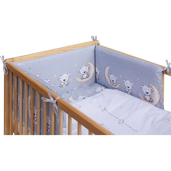 SCARLETT DĚTSKÁ POSTÝLKA S KOMPLETNÍ VÝBAVOU SCARLETT 120 X 60 CM - TORO - ŠEDÁ - DŘEVĚNÉ POSTÝLKY - SPINKÁNÍ