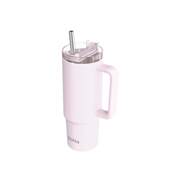 QUOKKA NEREZOVÝ TERMOHRNEK S BRČKEM STREAM LIGHT PINK 950 ML - TERMOOBALY A TERMOSKY - KRMENÍ