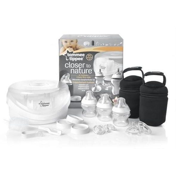 TOMMEE TIPPEE STARTOVACÍ SET C2N SE STERILIZÁTOREM DO MIKROVLNNÉ TROUBY 2010 - STERILIZÁTORY - KRMENÍ