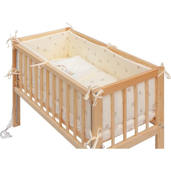 SCARLETT DĚTSKÁ POSTÝLKA BABY PŘÍRODNÍ S KOMPLETNÍ VÝBAVOU MÉĎA BÉŽOVÁ 90X41 CM - DŘEVĚNÉ POSTÝLKY - SPINKÁNÍ