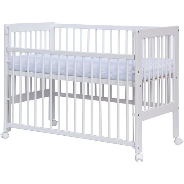 SCARLETT DĚTSKÁ POSTÝLKA SCARLETT KAMILA - BÍLÁ (BOROVICE) - STAHOVACÍ + VÁLENDOVÁ BOČNICE - 120 X 60 CM - DŘEVĚNÉ POSTÝLKY - SPINKÁNÍ