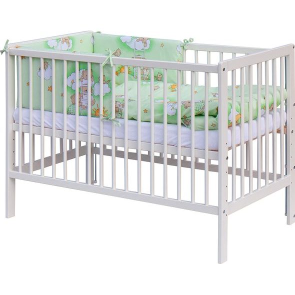 SCARLETT DĚTSKÁ POSTÝLKA S KOMPLETNÍ VÝBAVOU SCARLETT 120 X 60 CM - MRÁČEK - ZELENÁ - DŘEVĚNÉ POSTÝLKY - SPINKÁNÍ