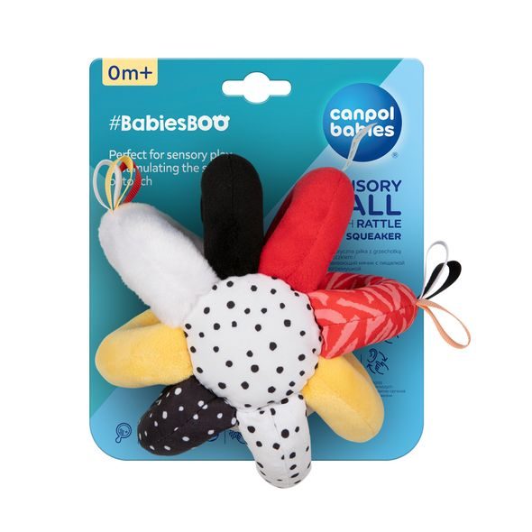 CANPOL BABIES SENZORICKÝ MÍČEK LENOCHOD S CHRASTÍTKEM A PÍSKÁTKEM BABIESBOO - CHRASTÍTKA - PRO DĚTI