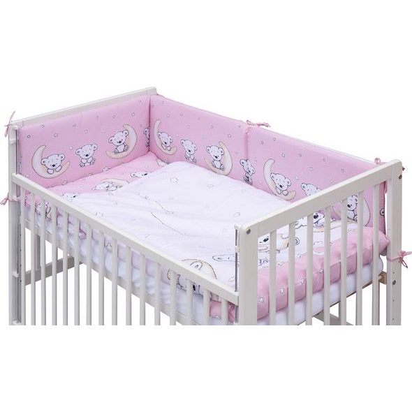 SCARLETT DĚTSKÁ POSTÝLKA S KOMPLETNÍ VÝBAVOU SCARLETT 120 X 60 CM - TORO - RŮŽOVÁ - DŘEVĚNÉ POSTÝLKY - SPINKÁNÍ