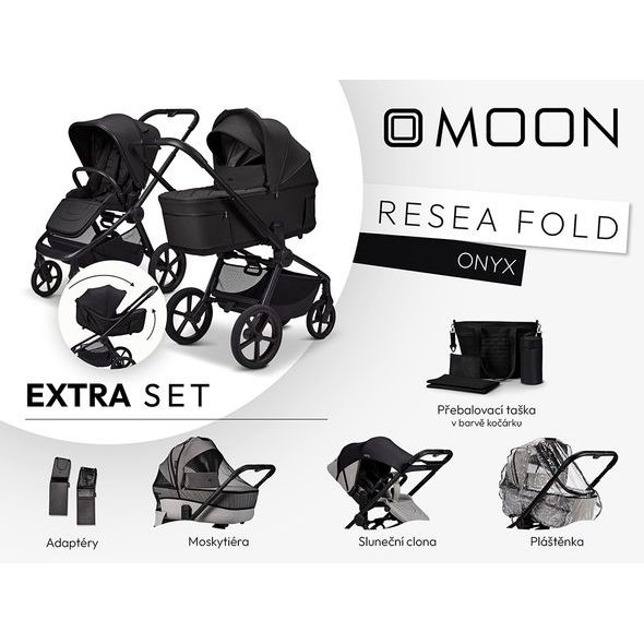 MOON RESEA FOLD EXTRA SET - ONYX - KOMBINACE S PŘÍSLUŠENSTVÍM - KOČÁRKY A PŘÍSLUŠENSTVÍ