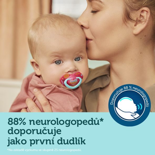 CANPOL BABIES SET SYMETRICKÝCH SILIKONOVÝCH DUDLÍKŮ 0-6M NEON LOVE MODRÝ - ŠIDÍTKA A DOPLŇKY - KRMENÍ