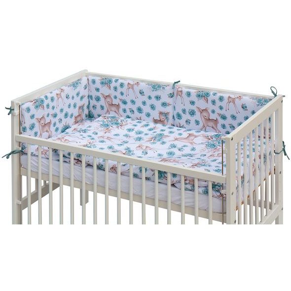 SCARLETT POSTÝLKA 120X60CM S KOMPLETNÍ VÝBAVOU SCARLETT SRNEČEK TYRKYSOVÁ - DŘEVĚNÉ POSTÝLKY - SPINKÁNÍ