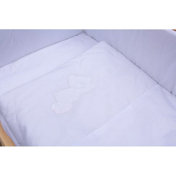 SCARLETT DĚTSKÁ POSTÝLKA BABY PŘÍRODNÍ S KOMPLETNÍ VÝBAVOU MARTIN BÍLÁ 90X41 CM - DŘEVĚNÉ POSTÝLKY - SPINKÁNÍ