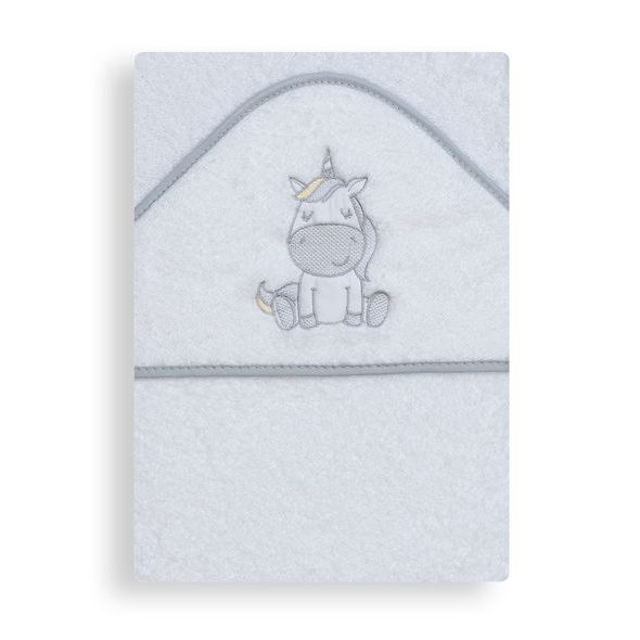 INTERBABY OSUŠKA FROTÉ JEDNOROŽEC - BÍLO/ŠEDÁ - OSUŠKY A DĚTSKÉ ŽUPANY - KOUPÁNÍ A ZDRAVÍ
