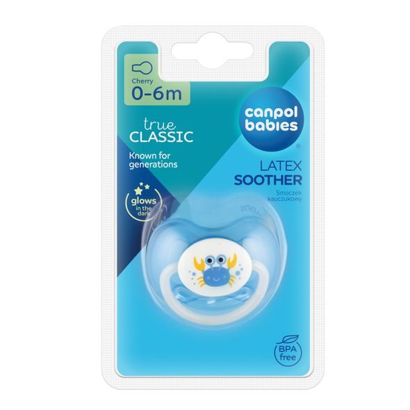 CANPOL BABIES DUDLÍK SVÍTÍCÍ KAUČUKOVÝ TŘEŠINKA 0-6M LOVE&SEA - ŠIDÍTKA A DOPLŇKY - KRMENÍ