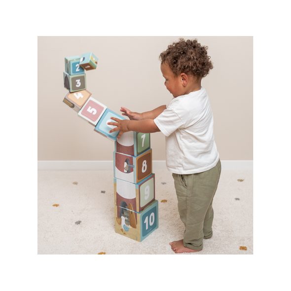 LITTLE DUTCH KOSTKY KOMÍN 10 KS NÁMOŘNICKÝ ZÁLIV - STOHOVACÍ HRAČKY - PRO DĚTI