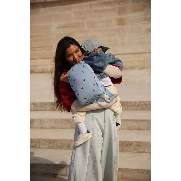 STUDIO NOOS PUFFY MINI BACKPACK BATŮŽEK LIGHT BLUE HEARTS - ORGANIZÉRY A KOŠÍKY - KOČÁRKY A PŘÍSLUŠENSTVÍ
