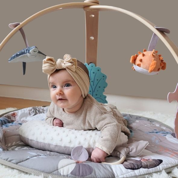 BO JUNGLE HRACÍ DEKA S DŘEVĚNOU HRAZDIČKOU OCEAN BLISS - HRACÍ PODLOŽKY NA ZEM - SPINKÁNÍ