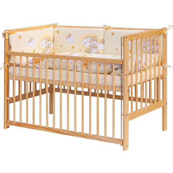 SCARLETT DĚTSKÁ POSTÝLKA S KOMPLETNÍ VÝBAVOU SCARLETT 120 X 60 CM - MRÁČEK - BÉŽOVÁ - DŘEVĚNÉ POSTÝLKY - SPINKÁNÍ