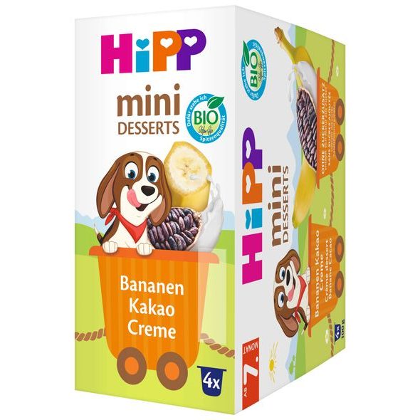 HIPP BIO MLÉČNÝ DEZERT BANÁN KAKAO 4X100G - OVOCE/DEZERTY - KRMENÍ