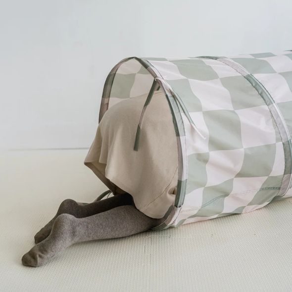 3 SPROUTS DĚTSKÝ TUNEL RECYCLED CHECKERBOARD GREEN - ZAHRADNÍ DOMKY - PRO DĚTI