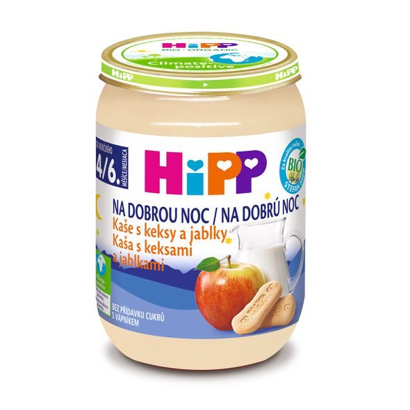 HIPP BIO KAŠE NA DOBROU NOC S KEKSY A JABLKY - KAŠE - KRMENÍ