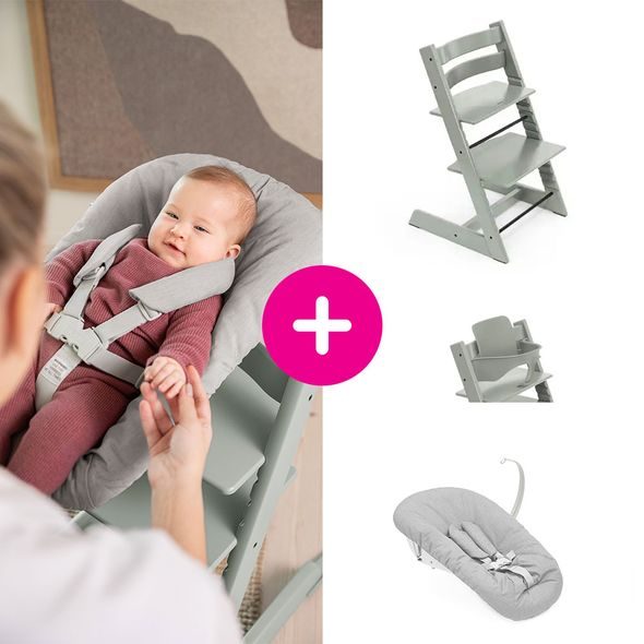 STOKKE® TRIPP TRAPP® + NOVOROZENECKÁ SADA + BABY SET ZVÝHODNĚNÁ SADA - JÍDELNÍ ŽIDLIČKY DŘEVĚNÉ - KRMENÍ