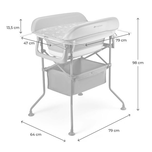 KINDERKRAFT STOLEK PŘEBALOVACÍ S VANIČKOU BUBBLY GREY - PŘEBALOVACÍ PULTY - PŘEBALOVÁNÍ