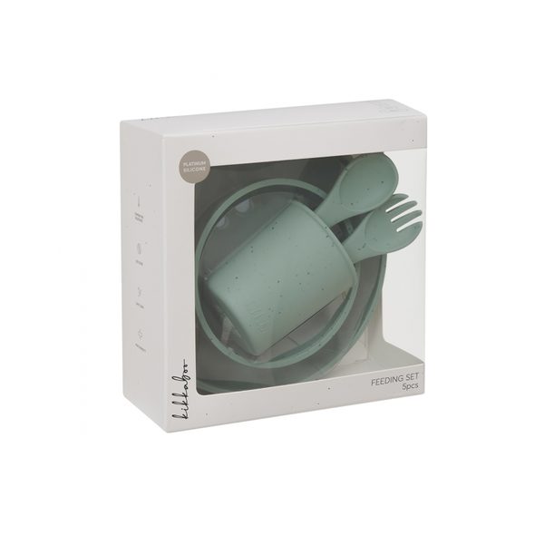 KIKKABOO JÍDELNÍ SADA 5-DÍLNÁ PLATINUM SILICONE SAGE - VÝHODNÉ SADY - KRMENÍ