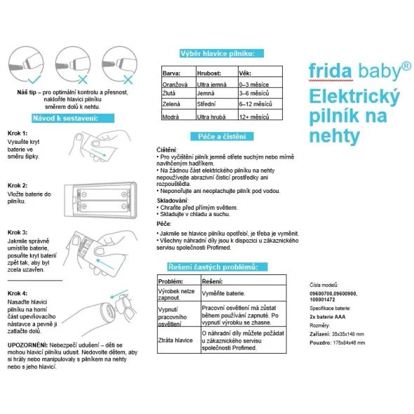 FRIDABABY ELECTRIC NAIL BUFFER, ELEKTRICKÝ PILNÍK NA DĚTSKÉ NEHTY - PÉČE O NEHTY - KOUPÁNÍ A ZDRAVÍ